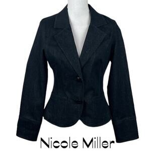 Anthropologie Nicole Miller Cropped Blue Jean Jacket NWT Size 4